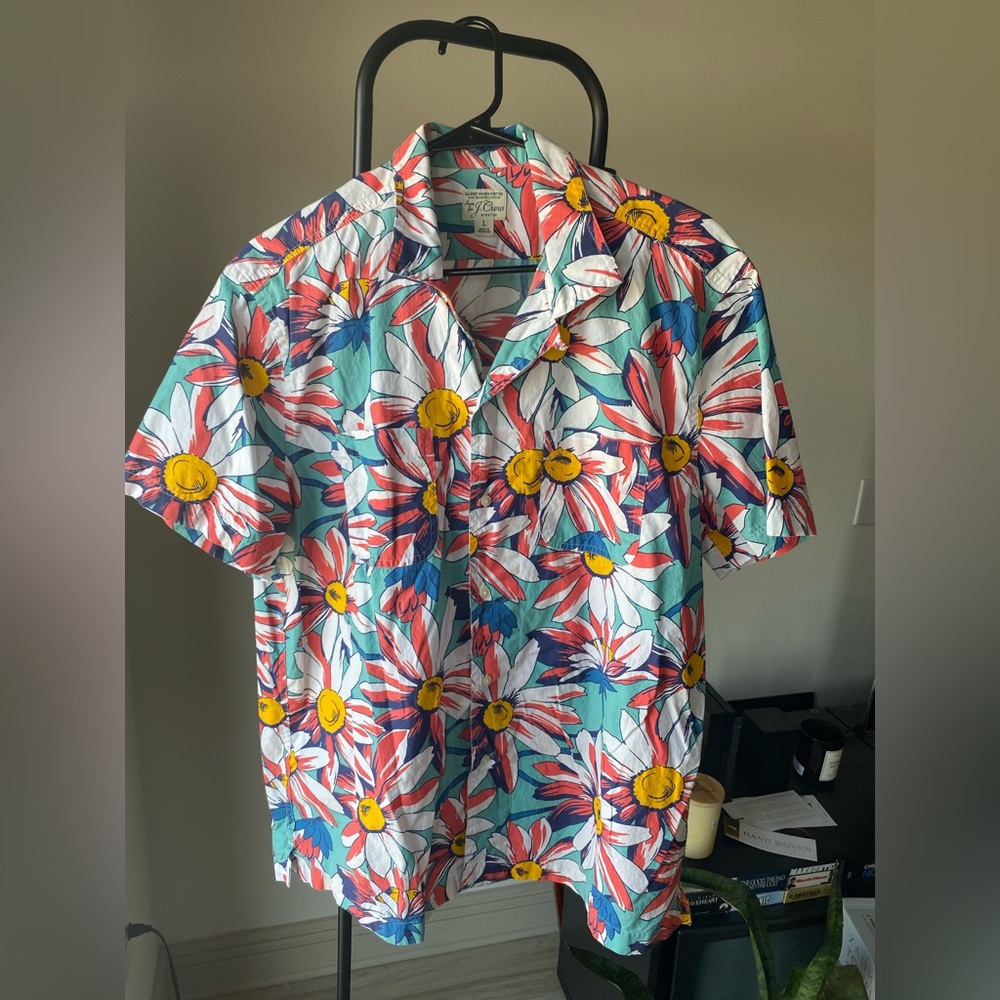 J.Crew Floral Cuban Collar Short Sleeve
